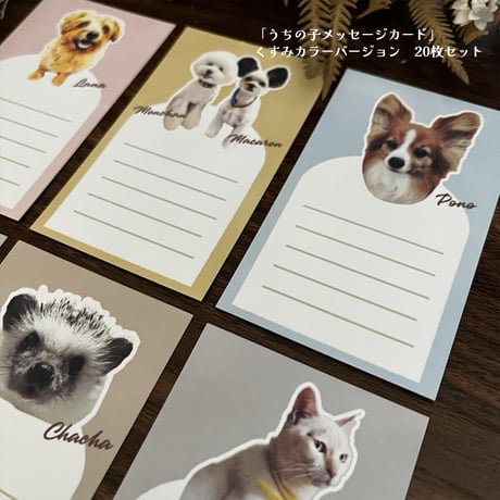 「うちの子メッセージカード」くすみカラーバージョン／20枚セット