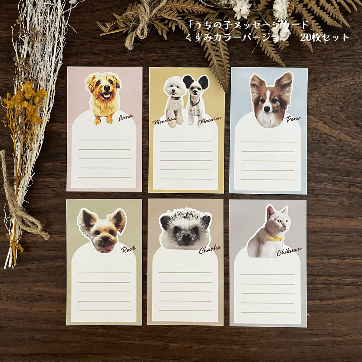 うちの子メッセージカード」くすみカラーバージョン／20枚セット