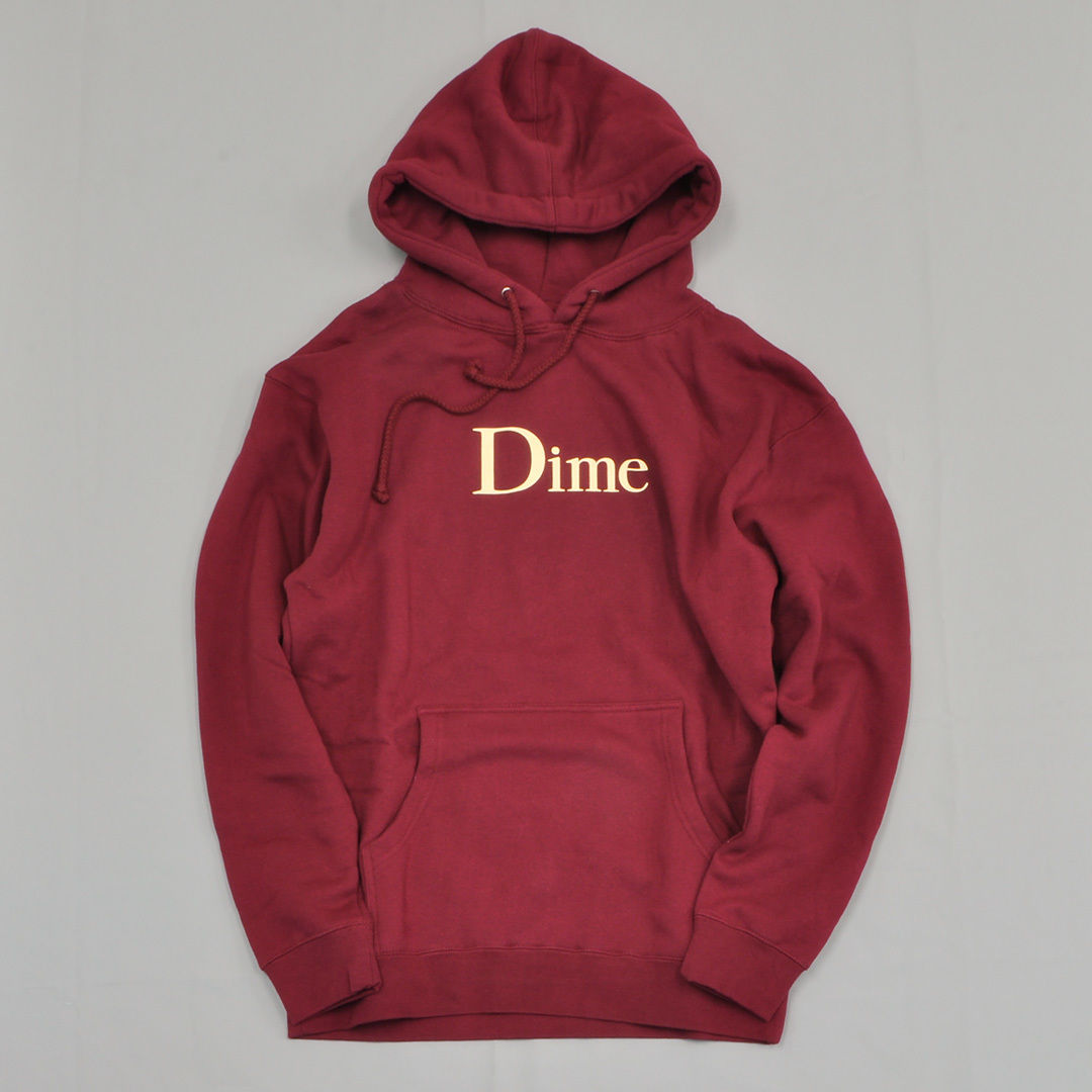 Dime Classic Logo Hoodie   Burgundy/Cream   SLO