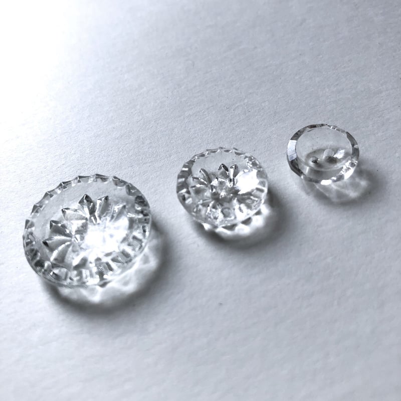 クリアガラスボタン 二つ穴 ・M（φ14mm×5mm クリア） | idola