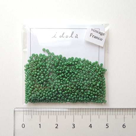 シードビーズ　（JFF017　グリーン　size外径:約1.6mm　丸小)    【4g】