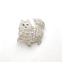 ののむらみなみ　陶器ブローチ（ふわふわのねこ）＊専用箱入り
