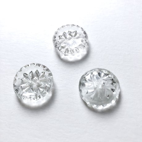 クリアガラスボタン　二つ穴 ・L（φ18mm×5mm　クリア）