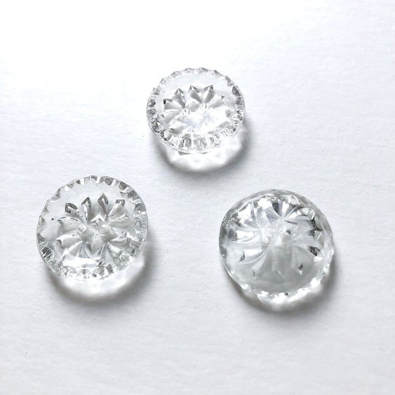 クリアガラスボタン 二つ穴 ・L（φ18mm×5mm クリア） | idola