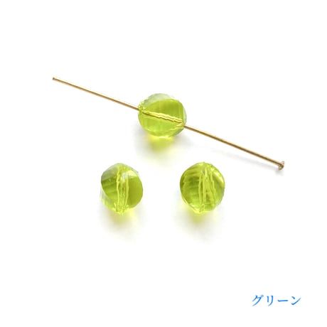 多面カットビーズ（FJ347　グリーン、フューシャ）【単色・6個セット】