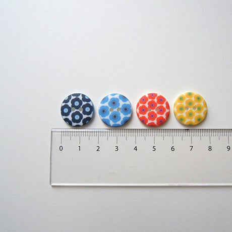 フラワープリントボタン(JB486115 18mm イエロー)