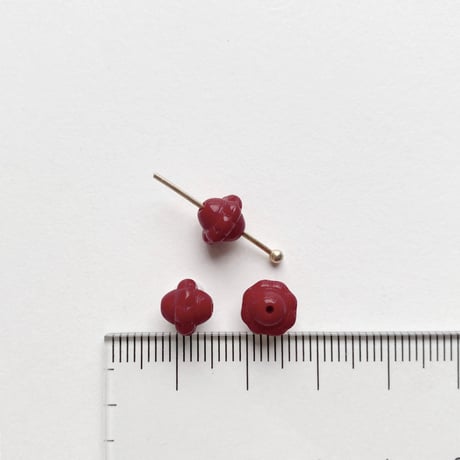 ナツメビーズ  (FEG1225 ≒Φ8mm×7mm レッド) 【6個セット】
