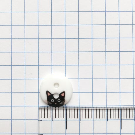 ひょっこりネコのボタン　Φ12mm (JB486133  ホワイト×ブラック)
