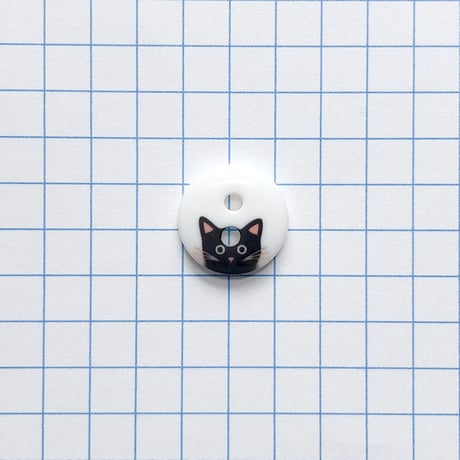 ひょっこりネコのボタン　Φ12mm (JB486133  ホワイト×ブラック)