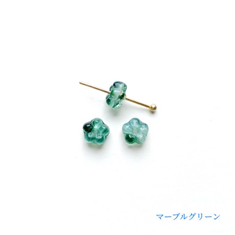 フラワー型ロンデルビーズ（FJ104　クールカラー）【単色・2個セット】