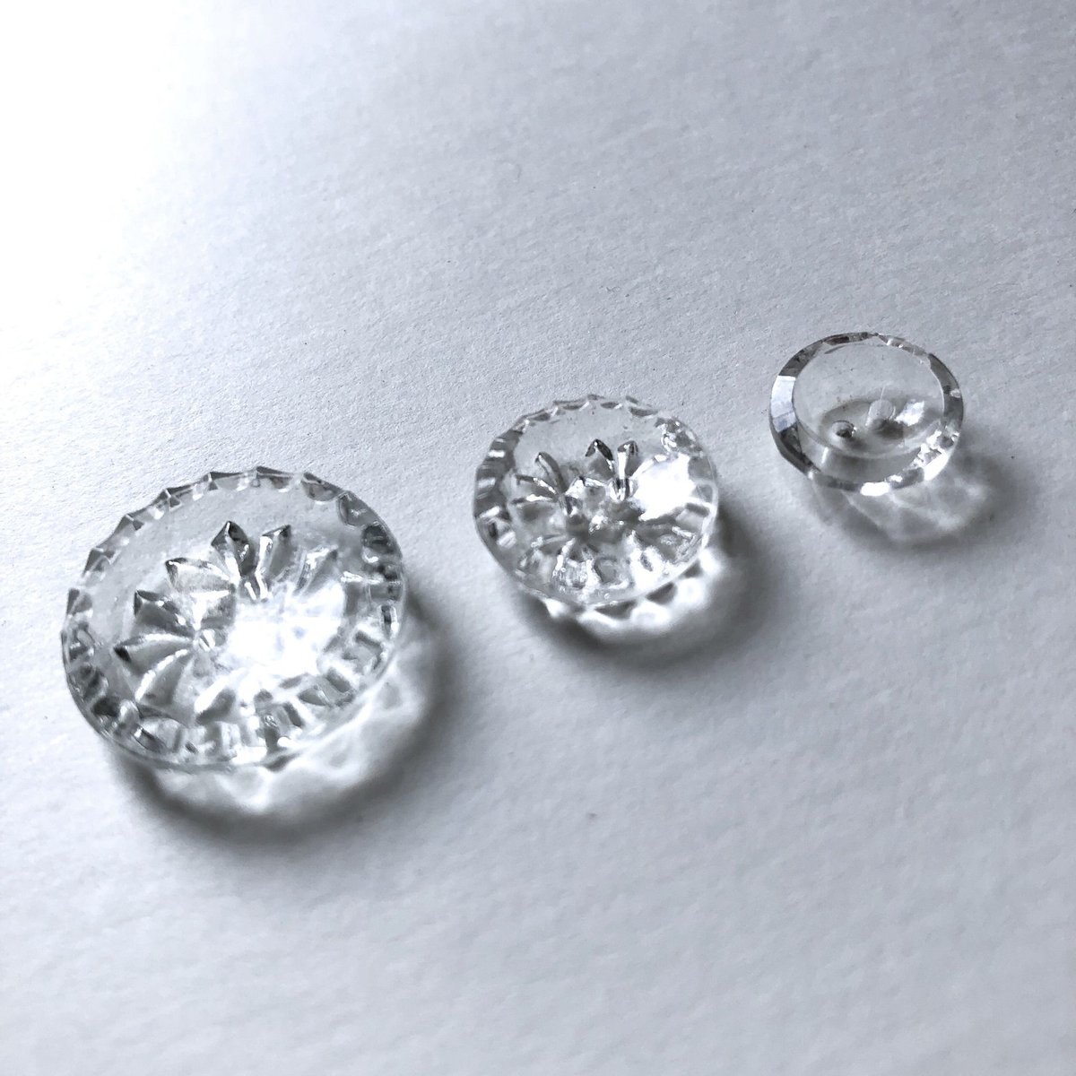 クリアガラスボタン 二つ穴 ・L（φ18mm×5mm クリア） | idola