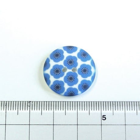 フラワープリントボタン(JB486115 22mm ブルー)