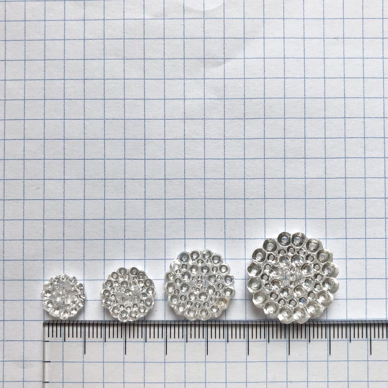 クリアドットガラスボタン 二つ穴 ・SS（Φ10mm×3mm クリア) | idola