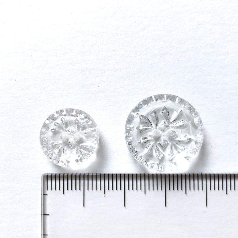クリアガラスボタン 二つ穴 ・M（φ14mm×5mm クリア） | idola