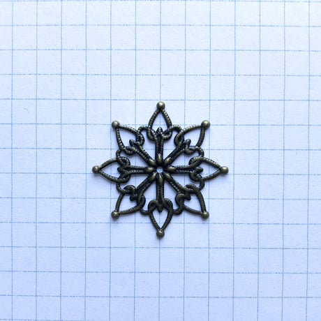 ヴィンテージ　メタル透かしパーツ・4（Φ28mm　アンティークゴールド)