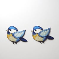 とぶ青い鳥（ワッペン）【2枚セット】