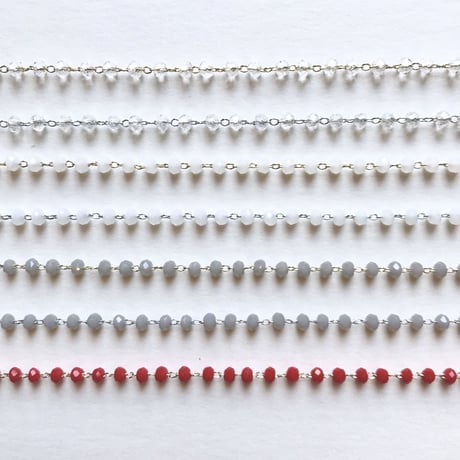 ボタンカットビーズチェーン（レッド×ゴールド）【10cm単位】