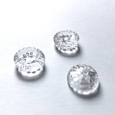 クリアガラスボタン　二つ穴 ・M（φ14mm×5mm　クリア）