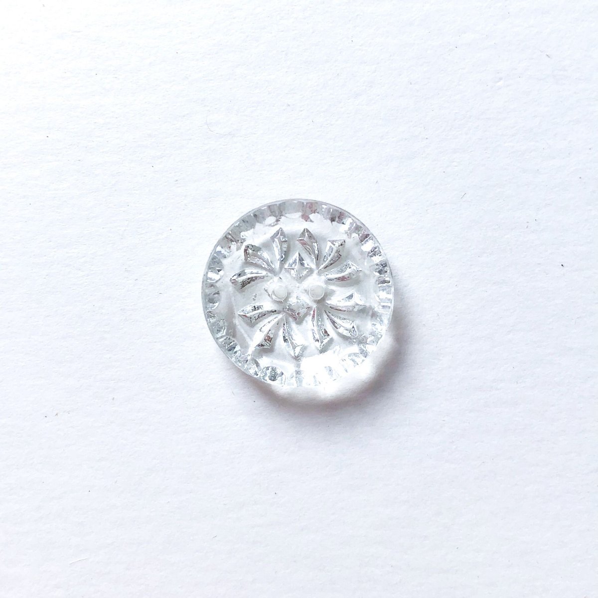 クリアガラスボタン 二つ穴 ・L（φ18mm×5mm クリア） | idola