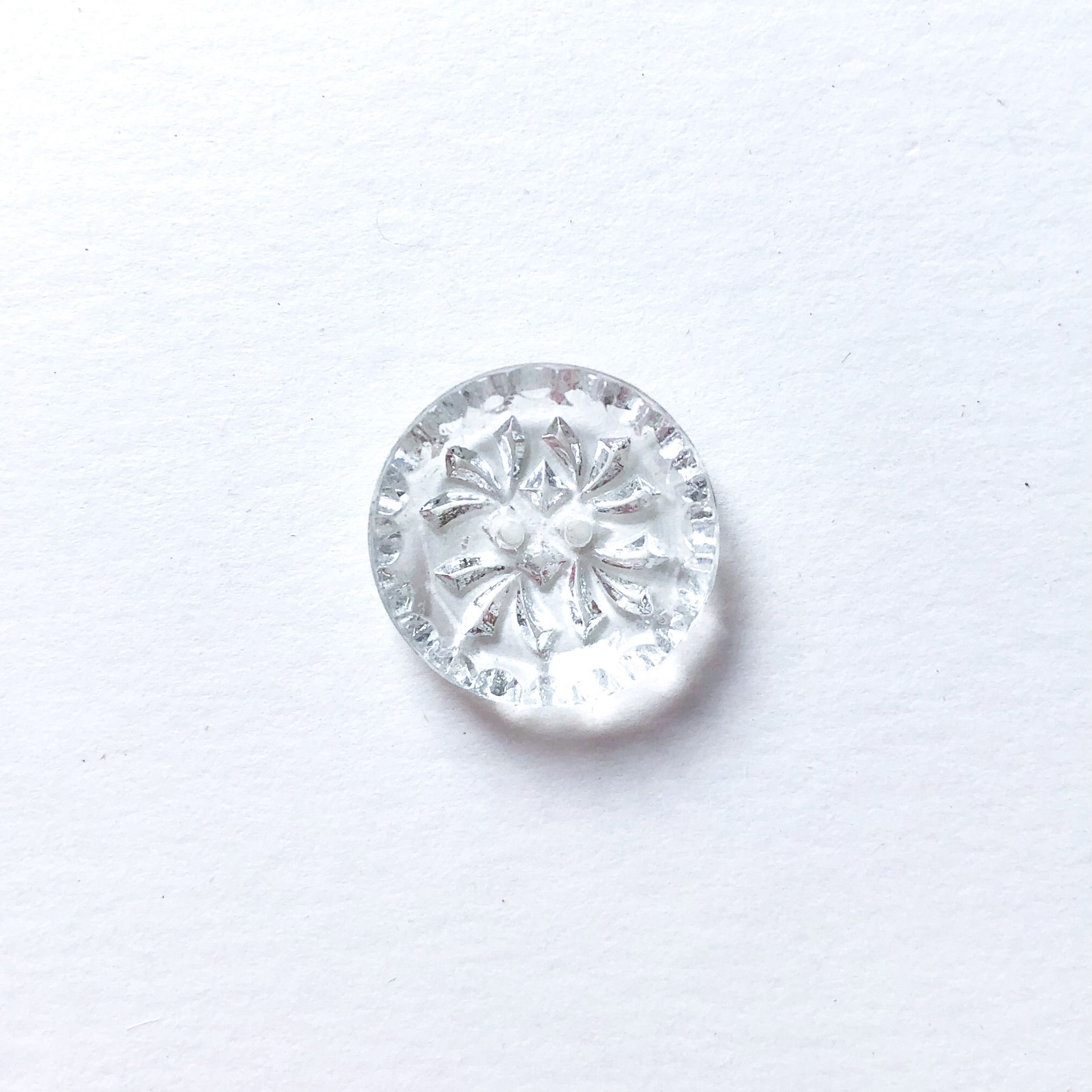クリアガラスボタン 二つ穴 ・L（φ18mm×5mm クリア） | idola