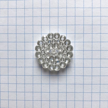 クリアドットガラスボタン　二つ穴 ・L（Φ22mm×4mm　クリア）