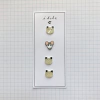 アソートボタンセット（ネコとネズミ　col:ホワイト）