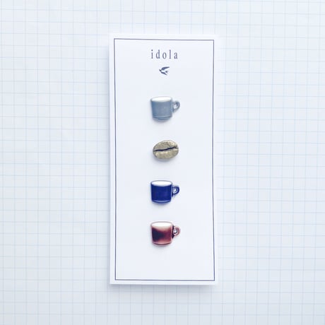 アソートボタンセット（コーヒー豆とコーヒーカップ）