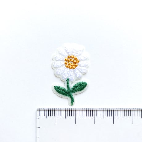 お花・ホワイト(ワッペン)【2枚セット】