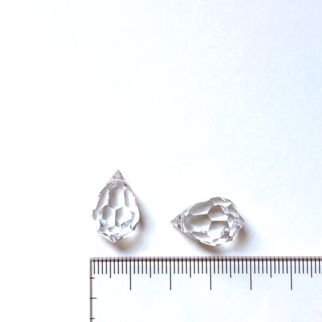 チェコカットドロップビーズ（L　18mm/12mm　クリスタル） 【2個セット】