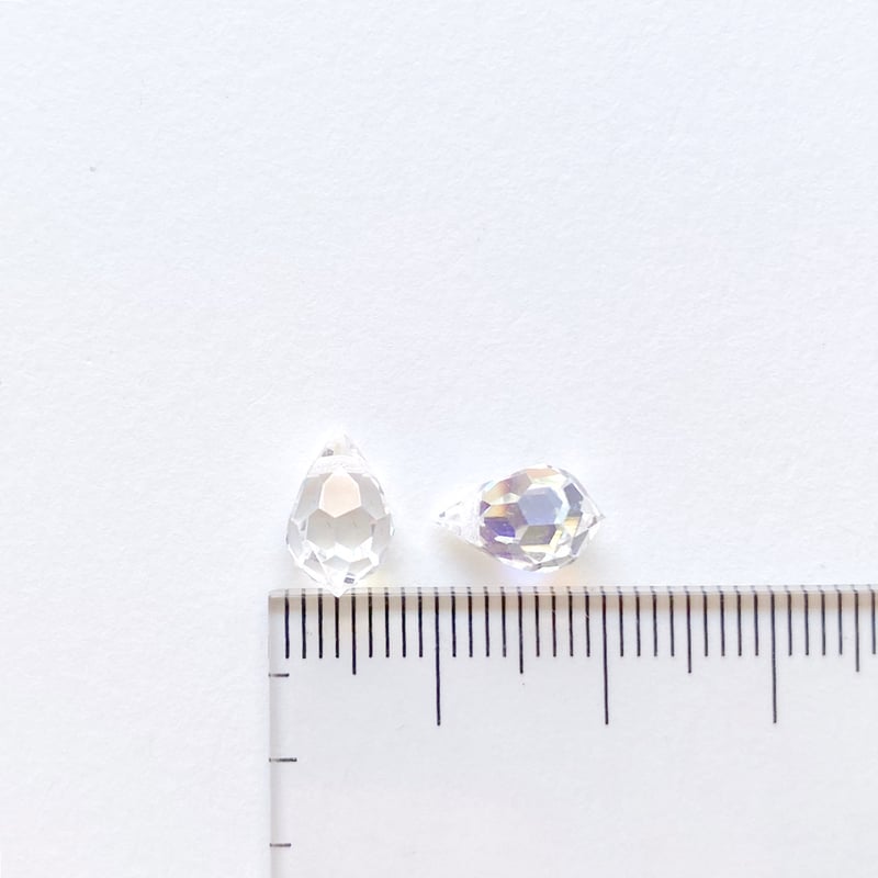 チェコカットドロップビーズ （S 10mm/6mm オーロラ） 【2個