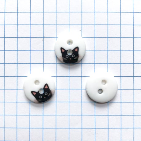 ひょっこりネコのボタン　Φ12mm (JB486133  ホワイト×ブラック)
