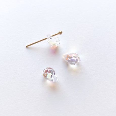 チェコカットドロップビーズ （S　10mm/6mm　オーロラ） 【2個セット】