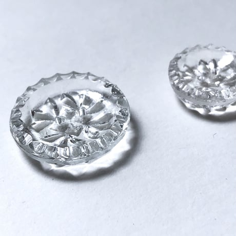 クリアガラスボタン　二つ穴 ・L（φ18mm×5mm　クリア）