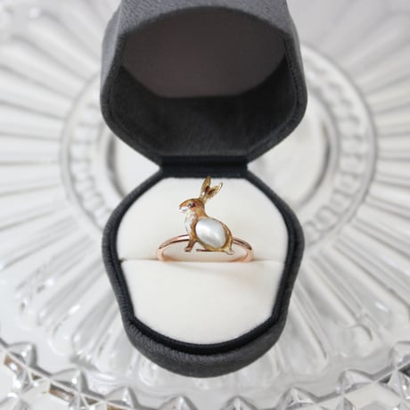 blister pearl rabbit ring *yellow x rose gold