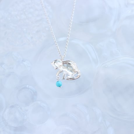 kitten with ball pendant * turquoise