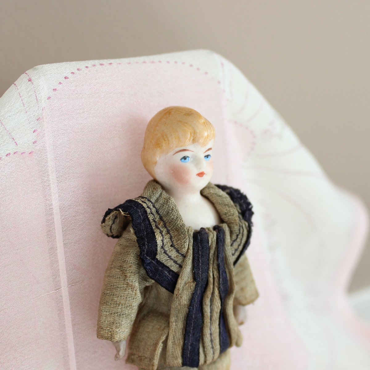 ヴィンテージ 小さな兄妹のビスクドール　２体セット ドールハウスドール german miniature doll set *twins & two tiny dol