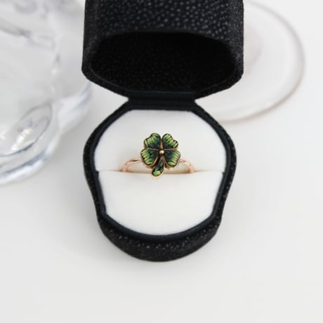 micro mosaic four leaf clover ring