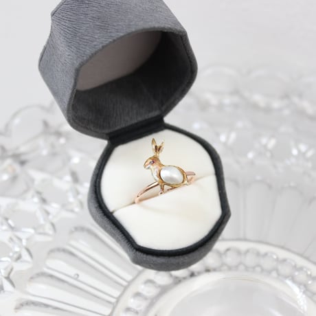 blister pearl rabbit ring *yellow x rose gold