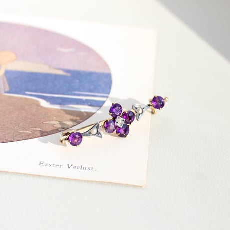 floral bar brooch *amethyst & pearl