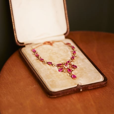 victorian pink paste necklace *gold & pearl