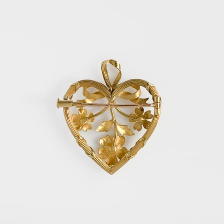 heart pendant brooch *18ct gold and pearl