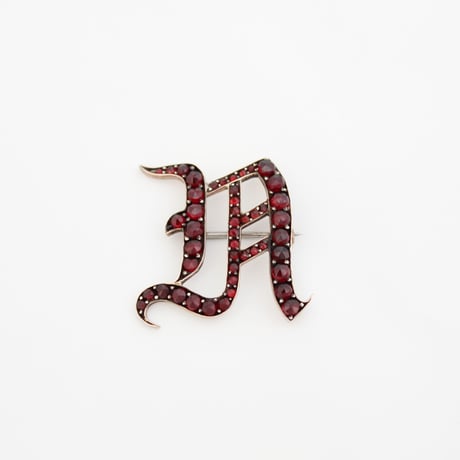 bohemian garnet brooch *initial A