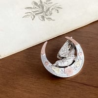 crescent and swallow tri-colour brooch