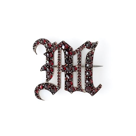 bohemian garnet brooch *initial M