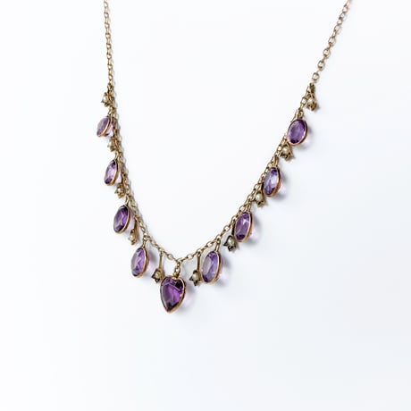 amethyst & pearl fringe necklace