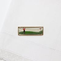 golfer brooch *reverse painted