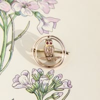 double circle owl brooch *gold