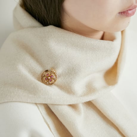 four leaf clover pendant brooch *ruby, pearl & gold