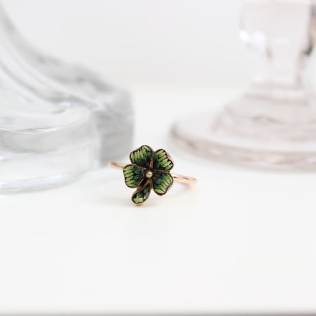 micro mosaic four leaf clover ring