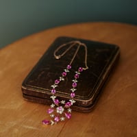 victorian pink paste necklace *gold & pearl